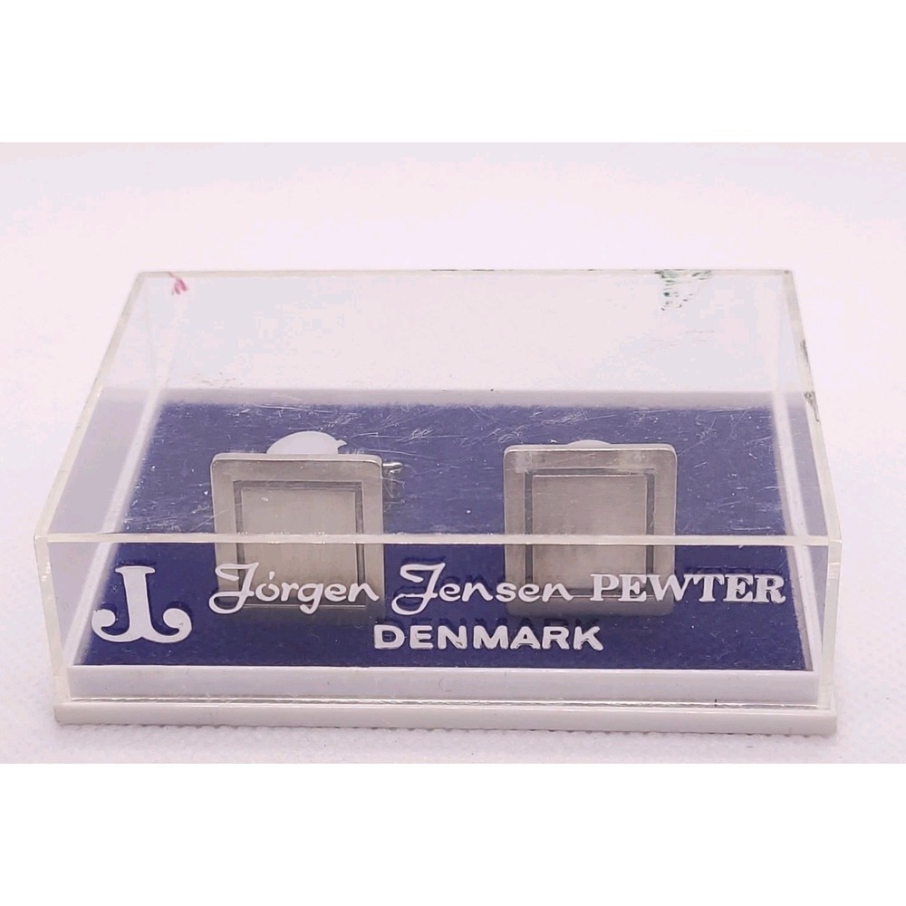 Vintage Jorgen Jensen Denmark Pewter Cufflinks No 36 Modernist Original Box